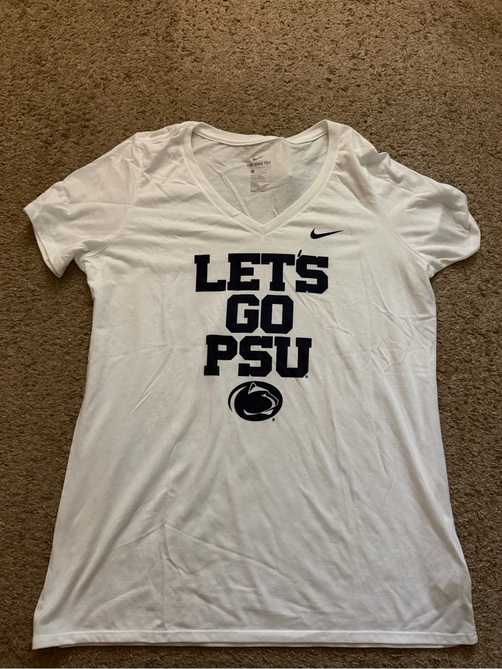 *NWT Nike Women’s White "LET'S GO PSU" V-Neck Tee